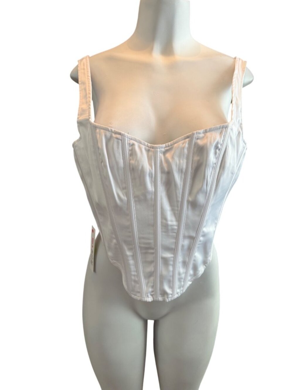 Bardot White Corset-Style Bustier Satin Top With Zipper Back XL US10